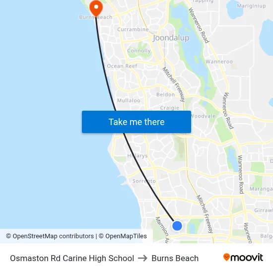 Osmaston Rd Carine High School to Burns Beach map