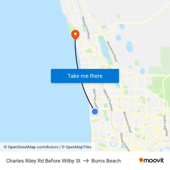 Charles Riley Rd Before Wilby St to Burns Beach map
