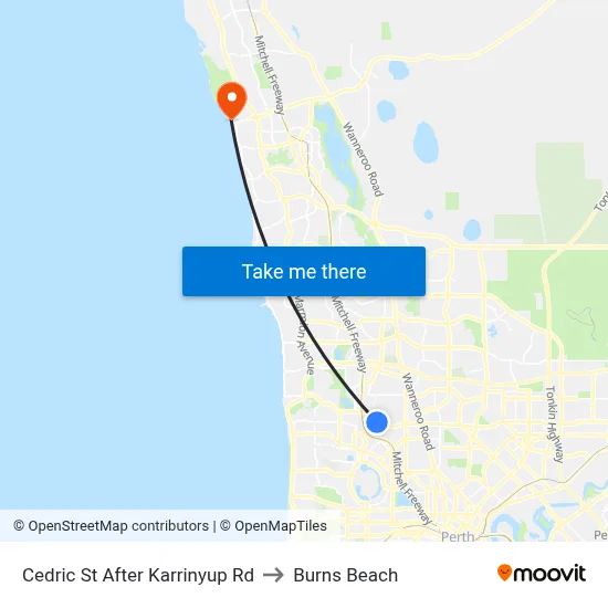 Cedric St After Karrinyup Rd to Burns Beach map