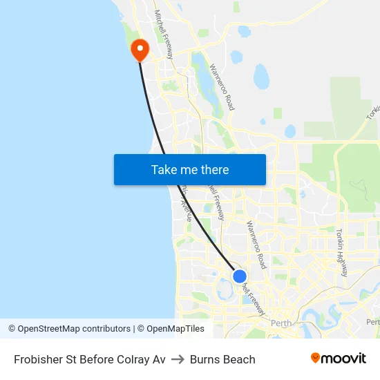 Frobisher St Before Colray Av to Burns Beach map
