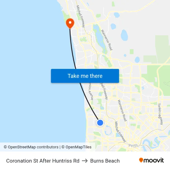 Coronation St After Huntriss Rd to Burns Beach map