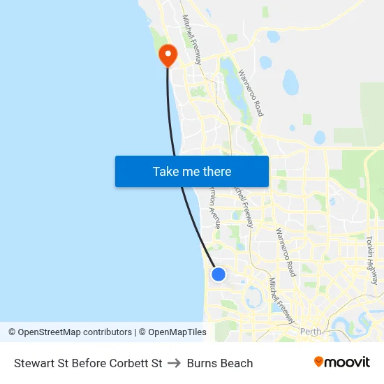 Stewart St Before Corbett St to Burns Beach map