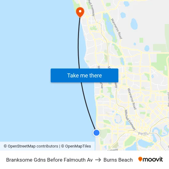 Branksome Gdns Before Falmouth Av to Burns Beach map