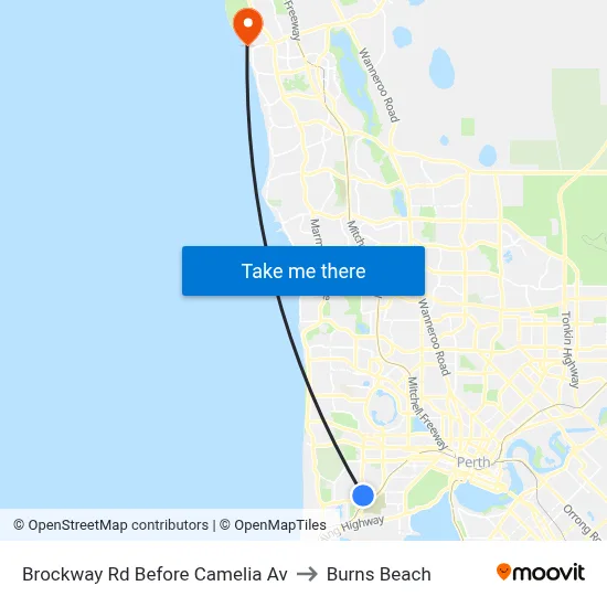Brockway Rd Before Camelia Av to Burns Beach map