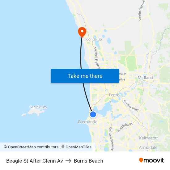 Beagle St After Glenn Av to Burns Beach map