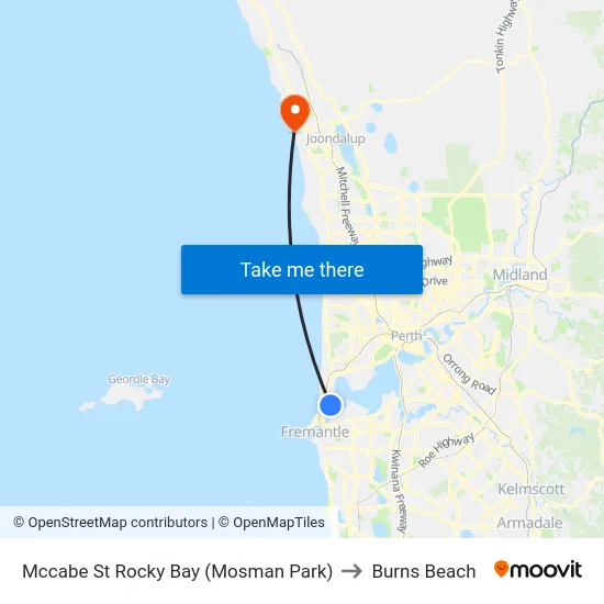 Mccabe St Rocky Bay (Mosman Park) to Burns Beach map