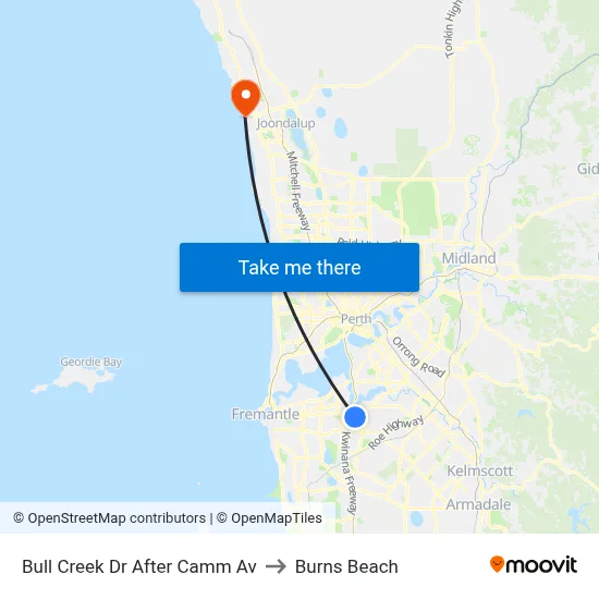 Bull Creek Dr After Camm Av to Burns Beach map