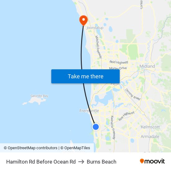 Hamilton Rd Before Ocean Rd to Burns Beach map