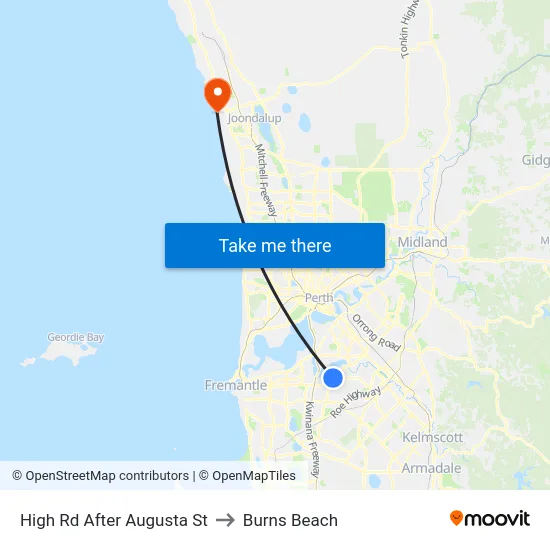 High Rd After Augusta St to Burns Beach map