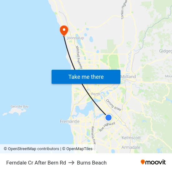 Ferndale Cr After Bern Rd to Burns Beach map