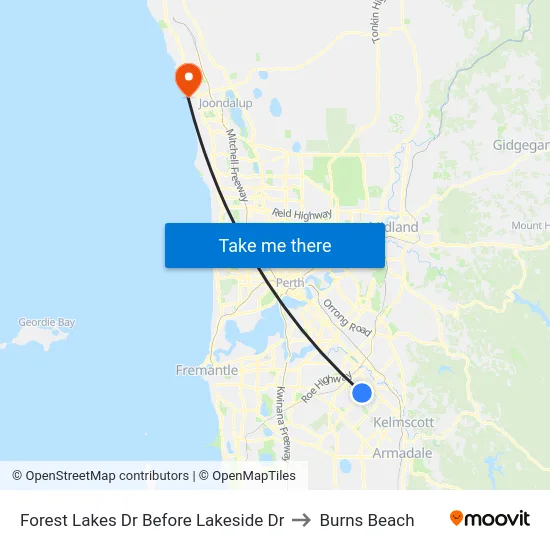 Forest Lakes Dr Before Lakeside Dr to Burns Beach map