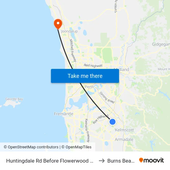 Huntingdale Rd Before Flowerwood Wy to Burns Beach map