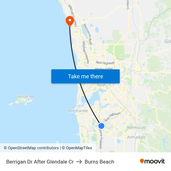 Berrigan Dr After Glendale Cr to Burns Beach map