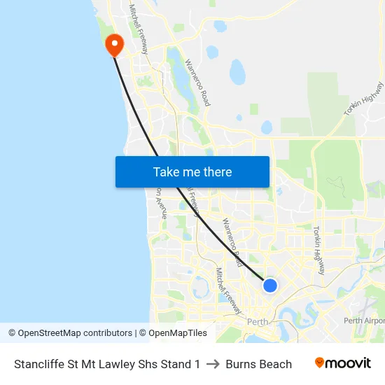 Stancliffe St Mt Lawley Shs Stand 1 to Burns Beach map