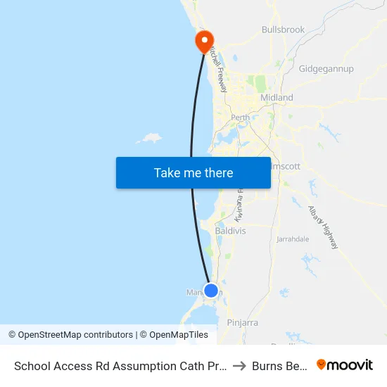 School Access Rd Assumption Cath Prim Sch to Burns Beach map