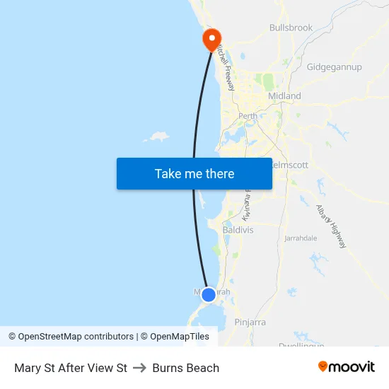 Mary St After View St to Burns Beach map