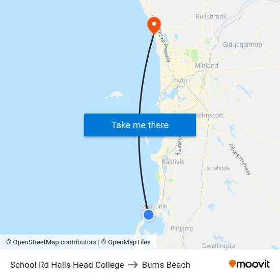 School Rd Halls Head College to Burns Beach map