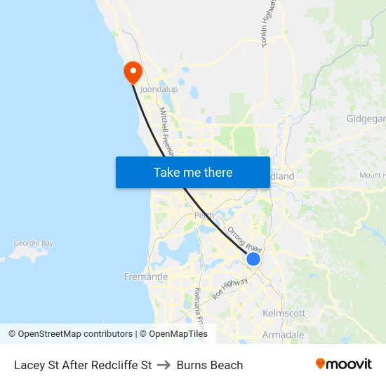 Lacey St After Redcliffe St to Burns Beach map