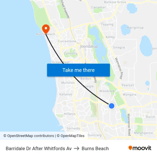 Barridale Dr After Whitfords Av to Burns Beach map