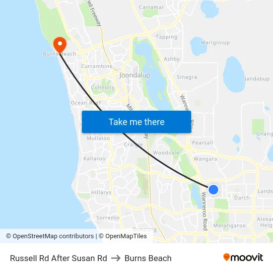 Russell Rd After Susan Rd to Burns Beach map