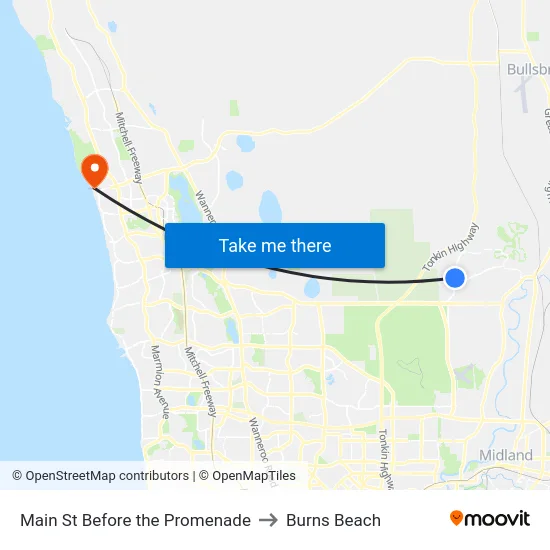 Main St Before the Promenade to Burns Beach map