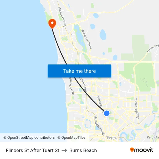 Flinders St After Tuart St to Burns Beach map