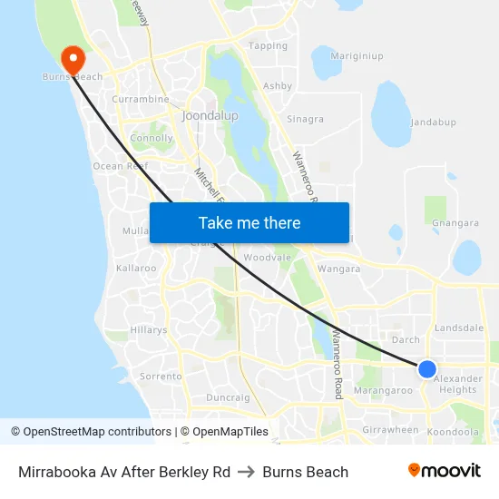 Mirrabooka Av After Berkley Rd to Burns Beach map
