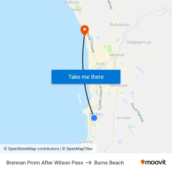 Brennan Prom After Wilson Pass to Burns Beach map