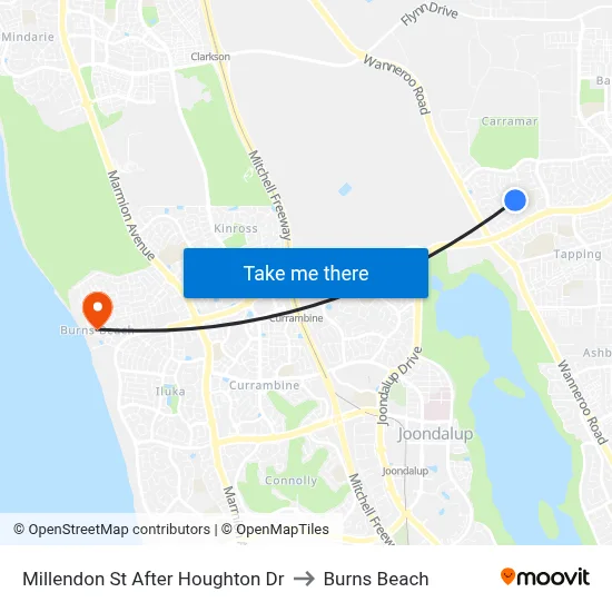 Millendon St After Houghton Dr to Burns Beach map