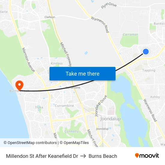 Millendon St After Keanefield Dr to Burns Beach map