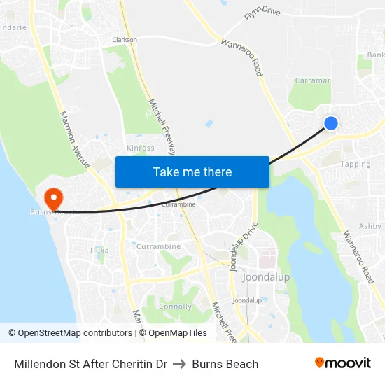 Millendon St After Cheritin Dr to Burns Beach map