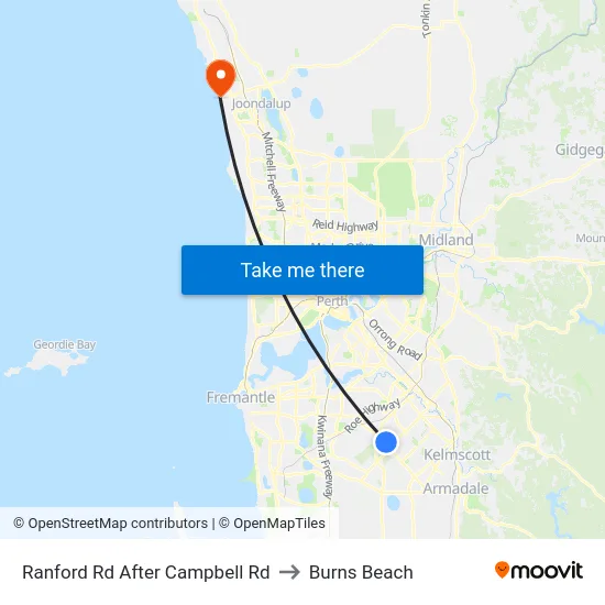 Ranford Rd After Campbell Rd to Burns Beach map