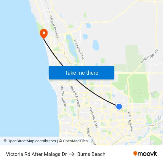 Victoria Rd After Malaga Dr to Burns Beach map