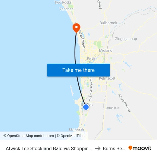 Atwick Tce Stockland Baldivis Shopping Centre to Burns Beach map