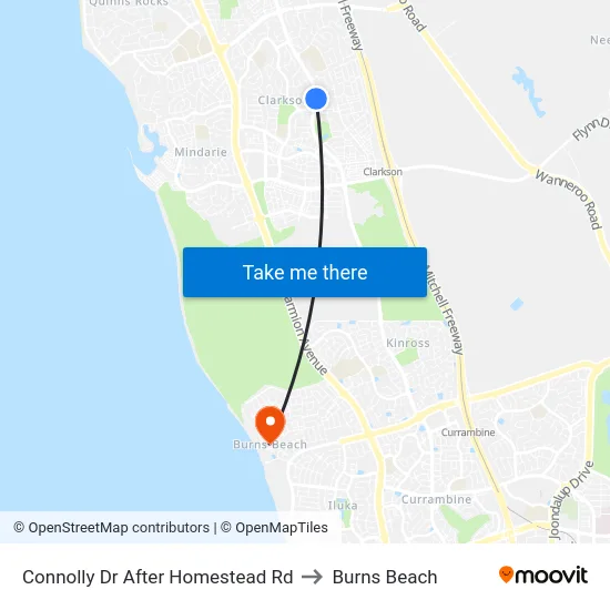 Connolly Dr After Homestead Rd to Burns Beach map