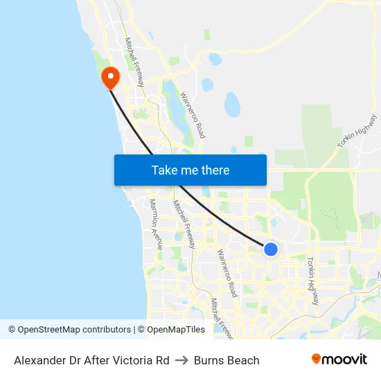Alexander Dr After Victoria Rd to Burns Beach map
