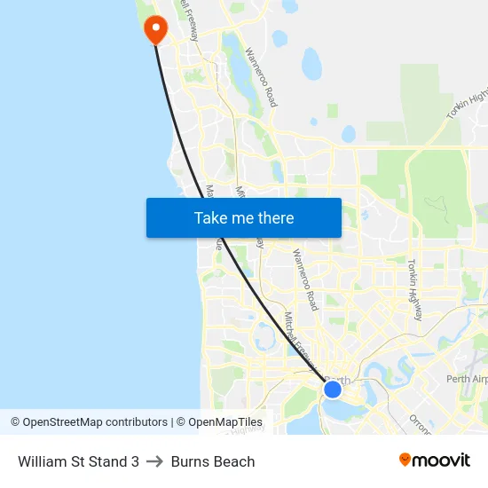 William St Stand 3 to Burns Beach map