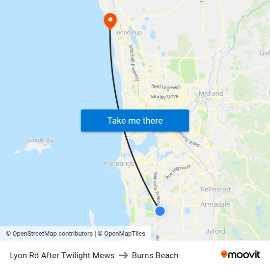 Lyon Rd After Twilight Mews to Burns Beach map