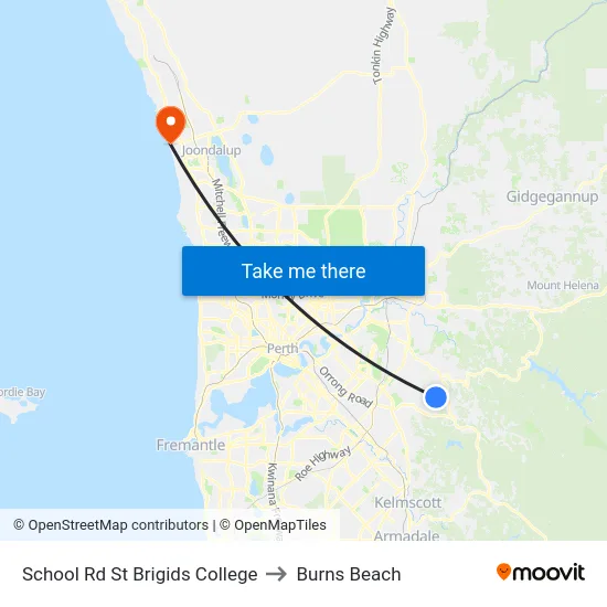 School Rd St Brigids College to Burns Beach map