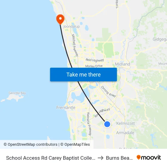 School Access Rd Carey Baptist College to Burns Beach map