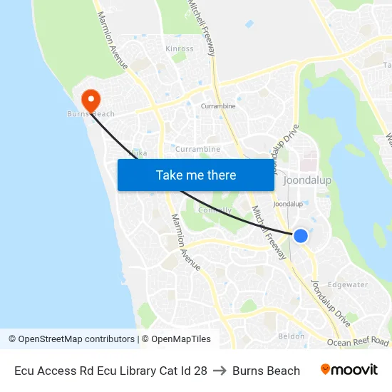 Ecu Access Rd Ecu Library Cat Id 28 to Burns Beach map
