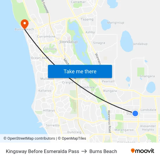 Kingsway   Before Esmeralda Pass to Burns Beach map