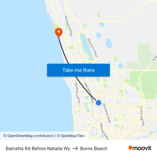 Balcatta Rd Before Natalie Wy to Burns Beach map