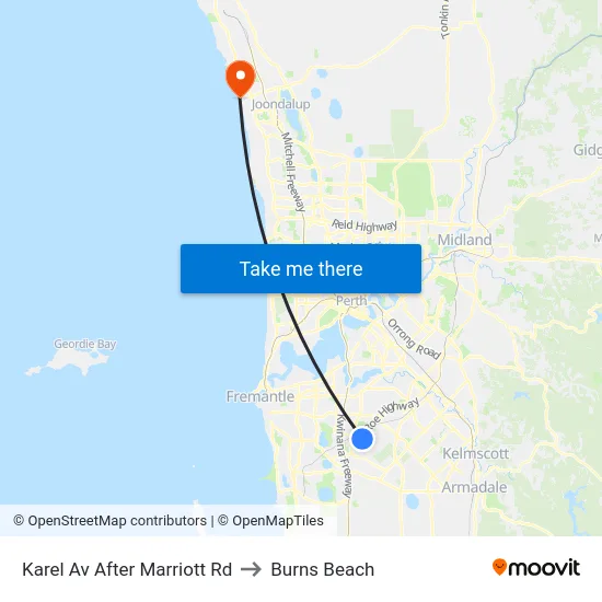 Karel Av After Marriott Rd to Burns Beach map