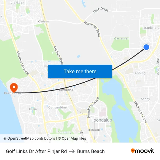Golf Links Dr After Pinjar Rd to Burns Beach map