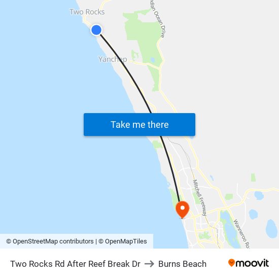 Two Rocks Rd After Reef Break Dr to Burns Beach map