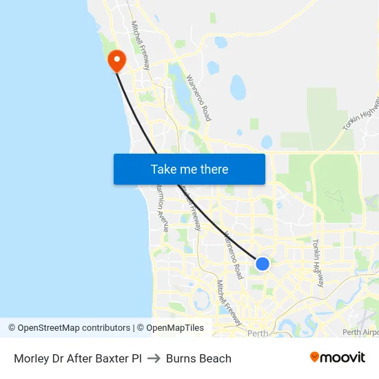 Morley Dr After Baxter Pl to Burns Beach map