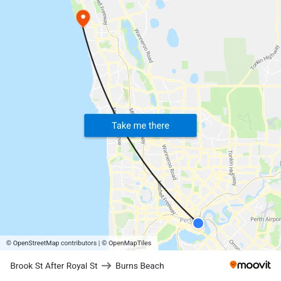 Brook St After Royal St to Burns Beach map
