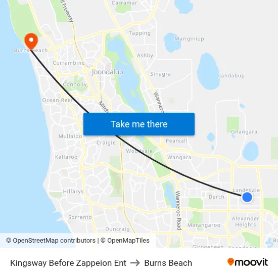 Kingsway  Before Zappeion Ent to Burns Beach map