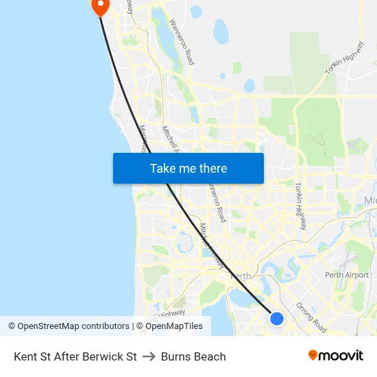 Kent St After Berwick St to Burns Beach map